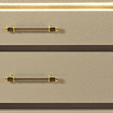 24" Gold Wood Lighted Two Drawer Nightstand - HomeRoots - Flyclothing LLC
