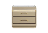 24" Gold Wood Lighted Two Drawer Nightstand - HomeRoots - Flyclothing LLC