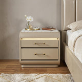 24" Gold Wood Lighted Two Drawer Nightstand - HomeRoots - Flyclothing LLC