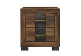 22" Black And Brown Wood Two Drawer Nightstand