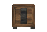 22" Black And Brown Wood Two Drawer Nightstand