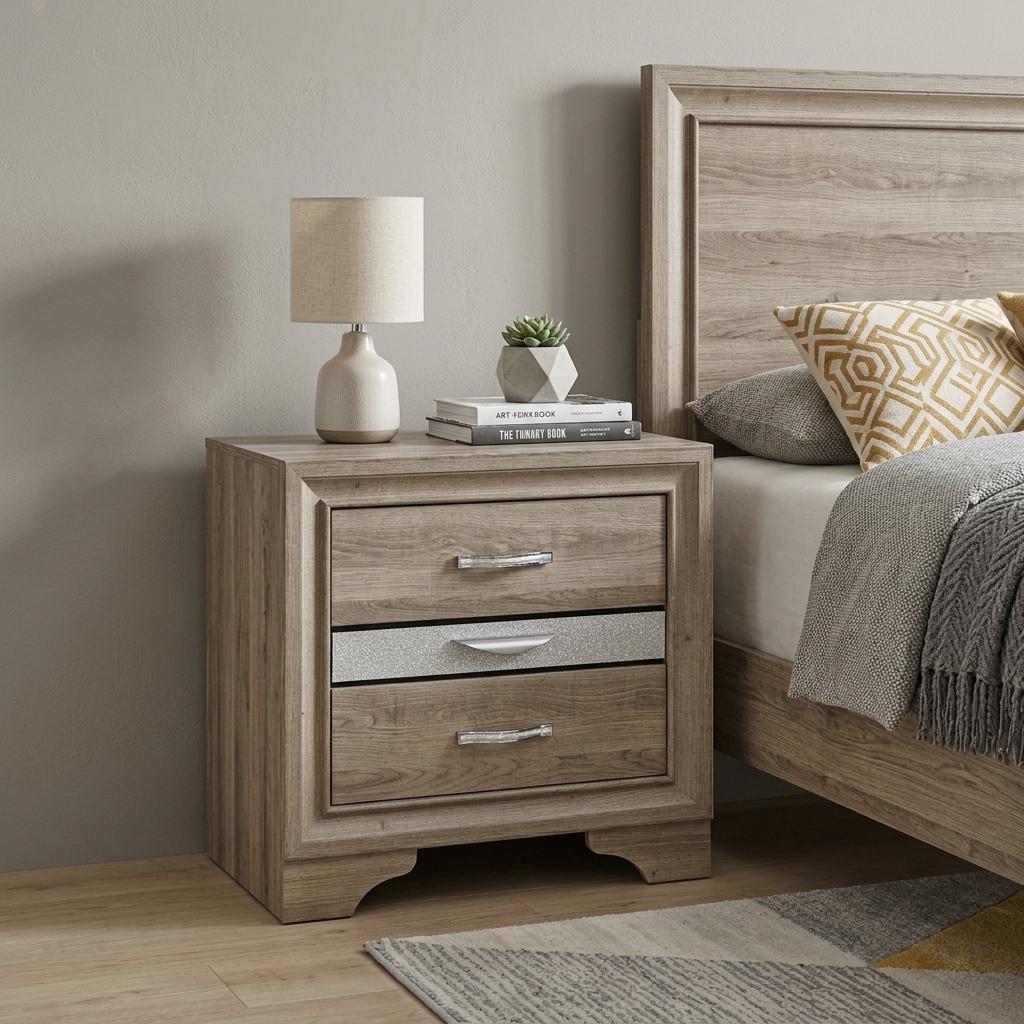 26" Natural Wood Two Drawer Nightstand - HomeRoots - Flyclothing LLC