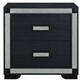 26" Charcoal Wood Faux Crystal Bling Two Drawer Nightstand - HomeRoots - Flyclothing LLC