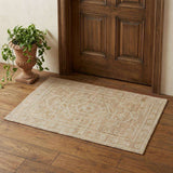 2' X 3' Ivory Blue And Natural Medallion Hand Woven Area Rug - HomeRoots - Flyclothing LLC