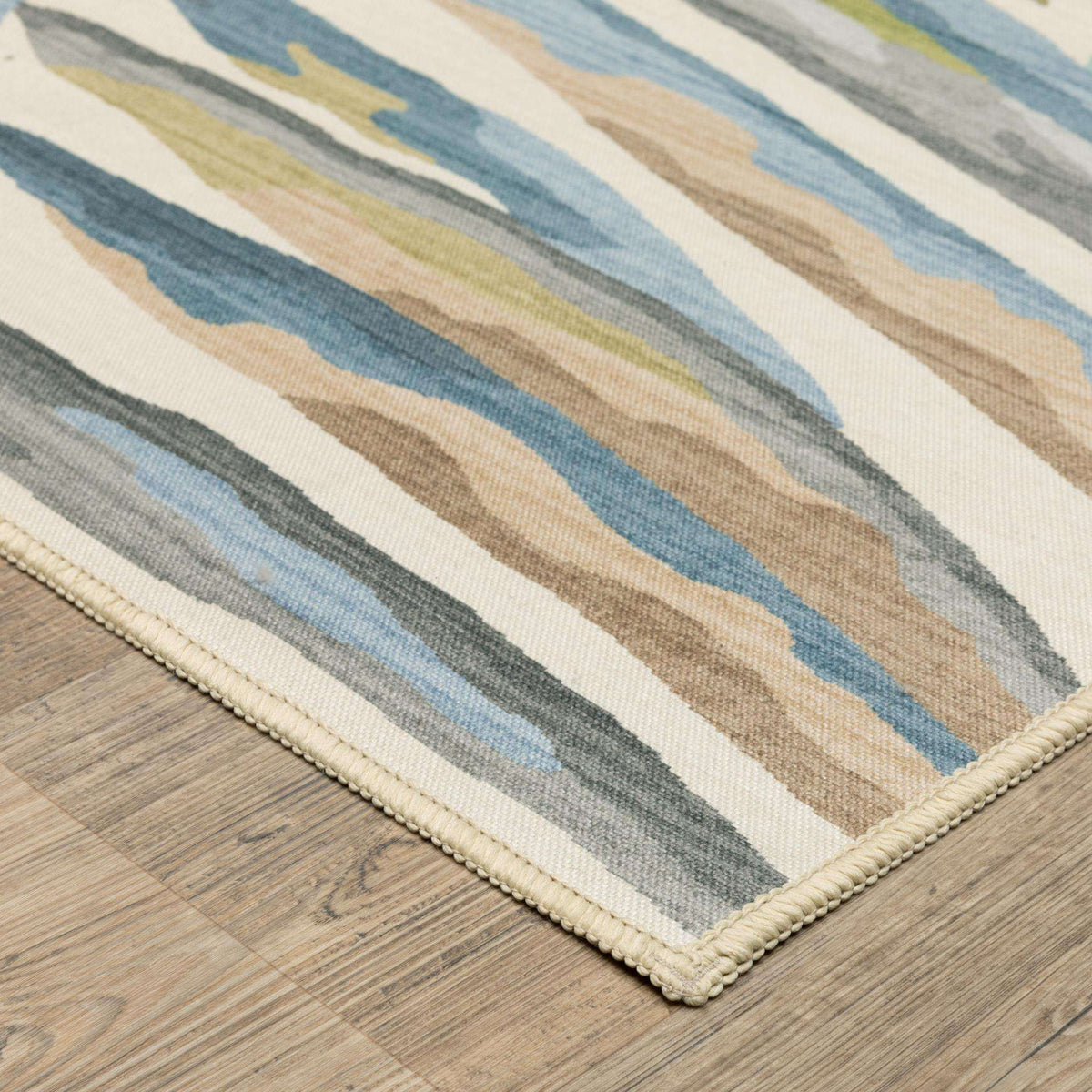 2' X 3' Beige Blue And Green Floral Washable Indoor Outdoor Area Rug - HomeRoots - Flyclothing LLC