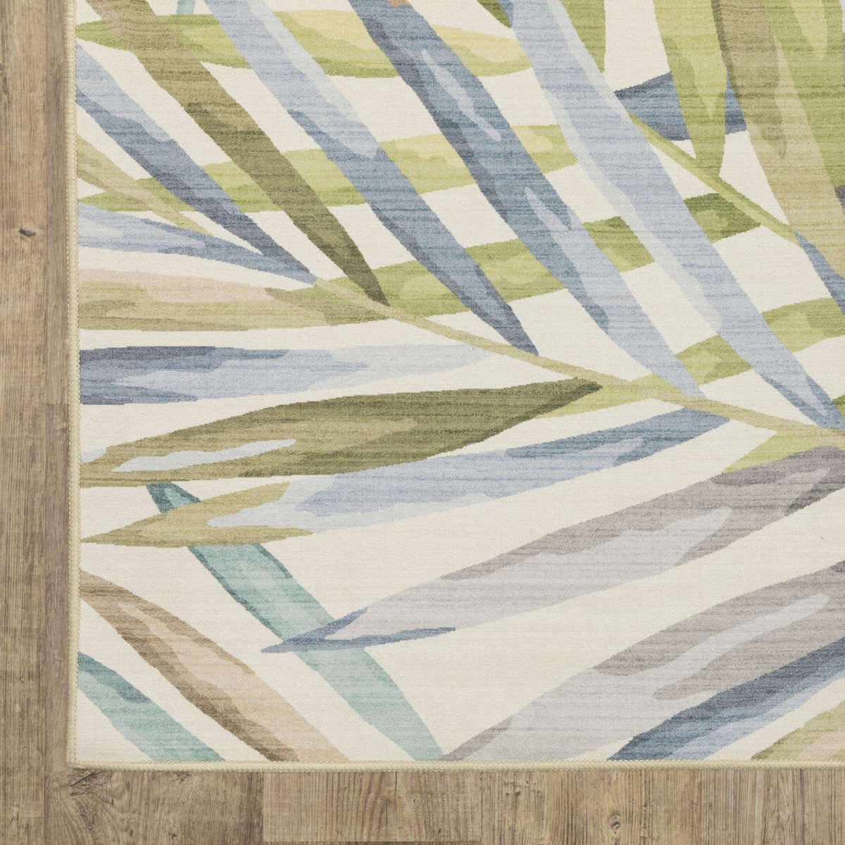 2' X 3' Beige Blue And Green Floral Washable Indoor Outdoor Area Rug - HomeRoots - Flyclothing LLC
