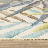 4' X 6' Beige Blue And Green Floral Washable Indoor Outdoor Area Rug - HomeRoots - Flyclothing LLC