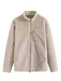 Zip Up Long Sleeve Plush Jacket - Trendsi - Flyclothing LLC