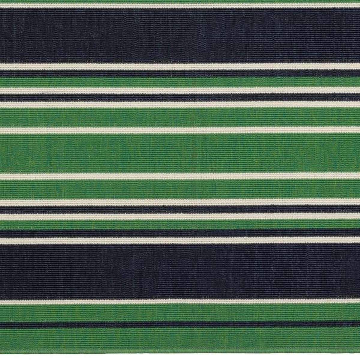 3' X 5' Green And Navy Blue Striped Indoor Outdoor Area Rug - HomeRoots - Flyclothing LLC
