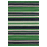 3' X 5' Green And Navy Blue Striped Indoor Outdoor Area Rug - HomeRoots - Flyclothing LLC