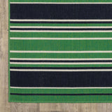 3' X 5' Green And Navy Blue Striped Indoor Outdoor Area Rug - HomeRoots - Flyclothing LLC