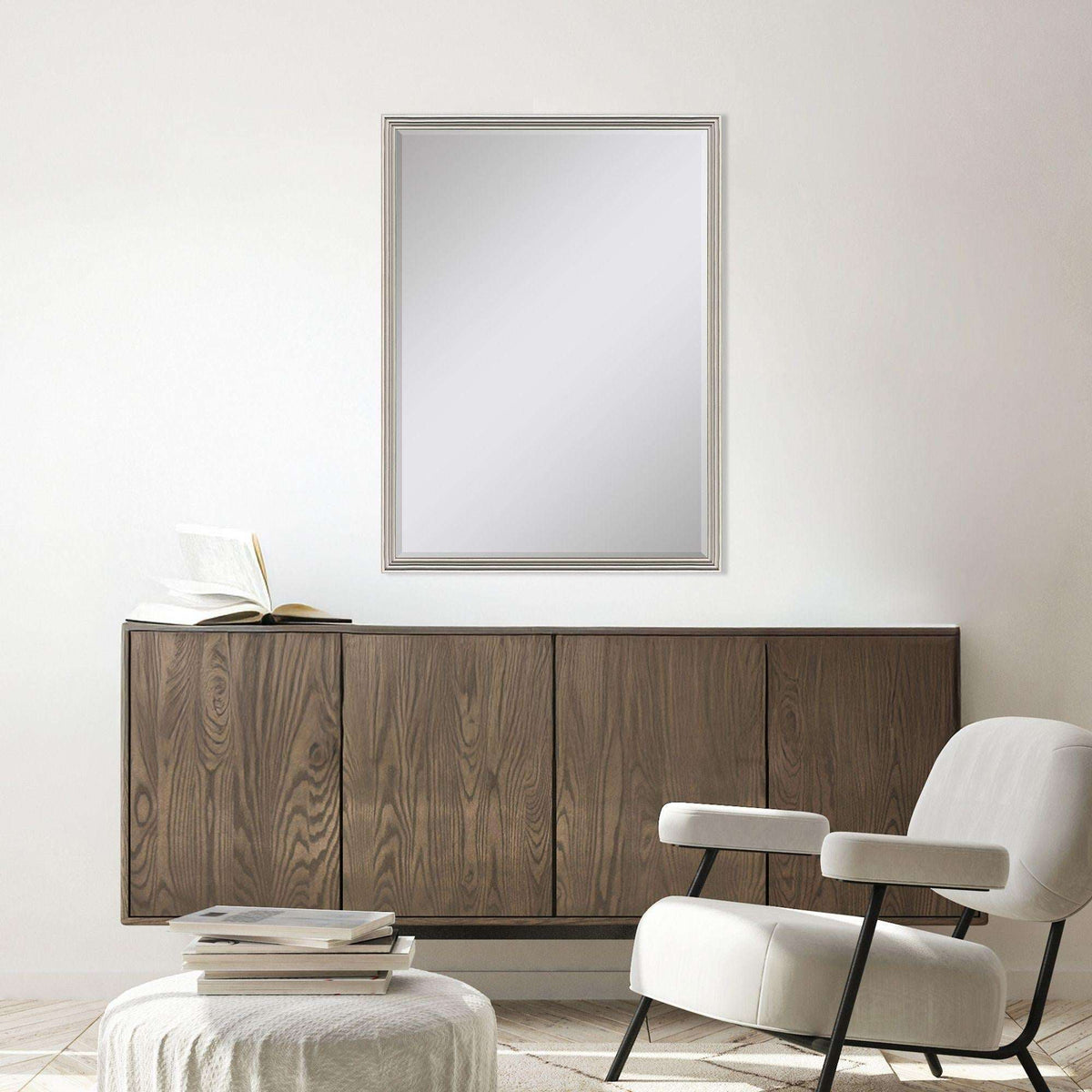 38" Silver Solid Wood Framed Accent Mirror