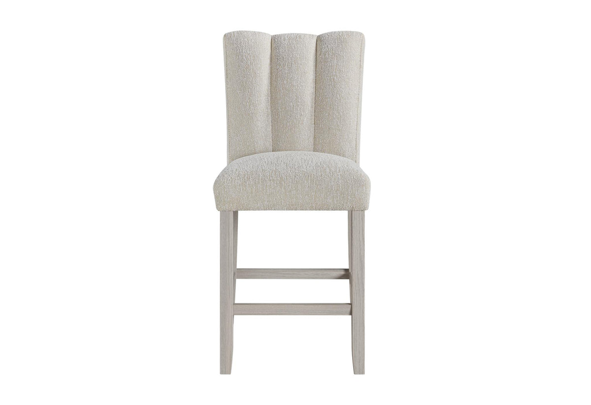 Set of Two 26" Beige Fabric and Solid Wood Counter Height Bar Chairs - HomeRoots - Flyclothing LLC