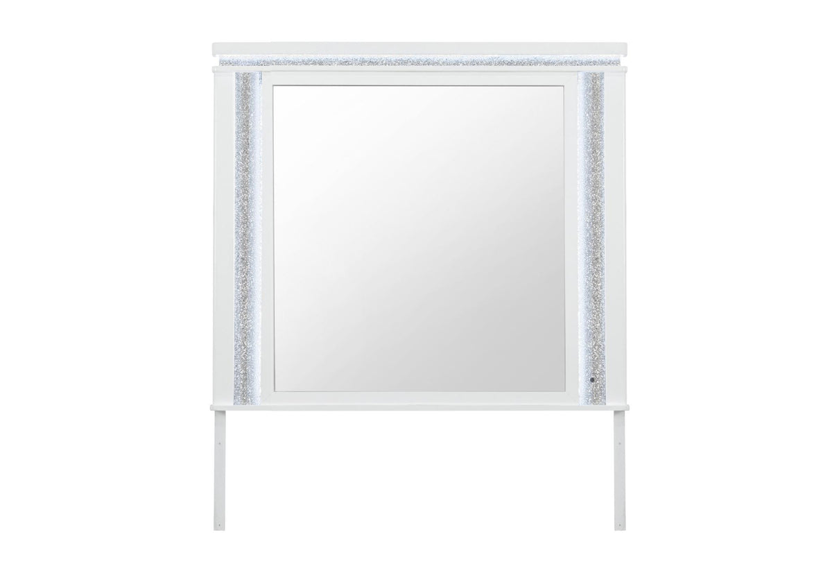 40" White Wood Lighted Dresser Mount Framed - HomeRoots - Flyclothing LLC