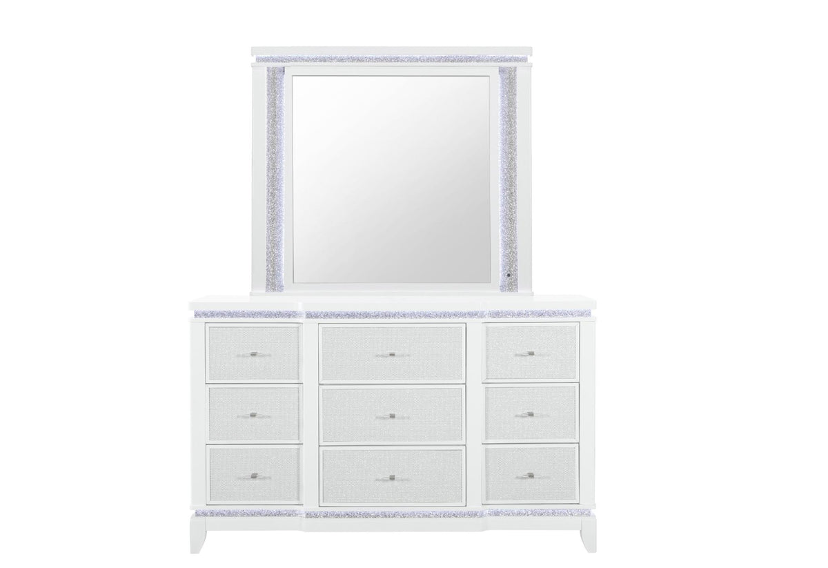40" White Wood Lighted Dresser Mount Framed - HomeRoots - Flyclothing LLC