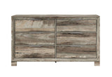 59" Brown Wood Six Drawer Double Dresser