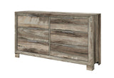 59" Brown Wood Six Drawer Double Dresser