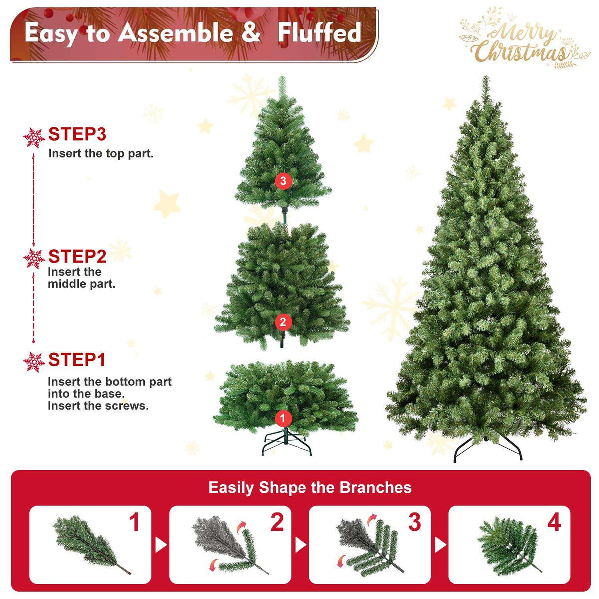 8' Full Fir Christmas Tree - HomeRoots - Flyclothing LLC