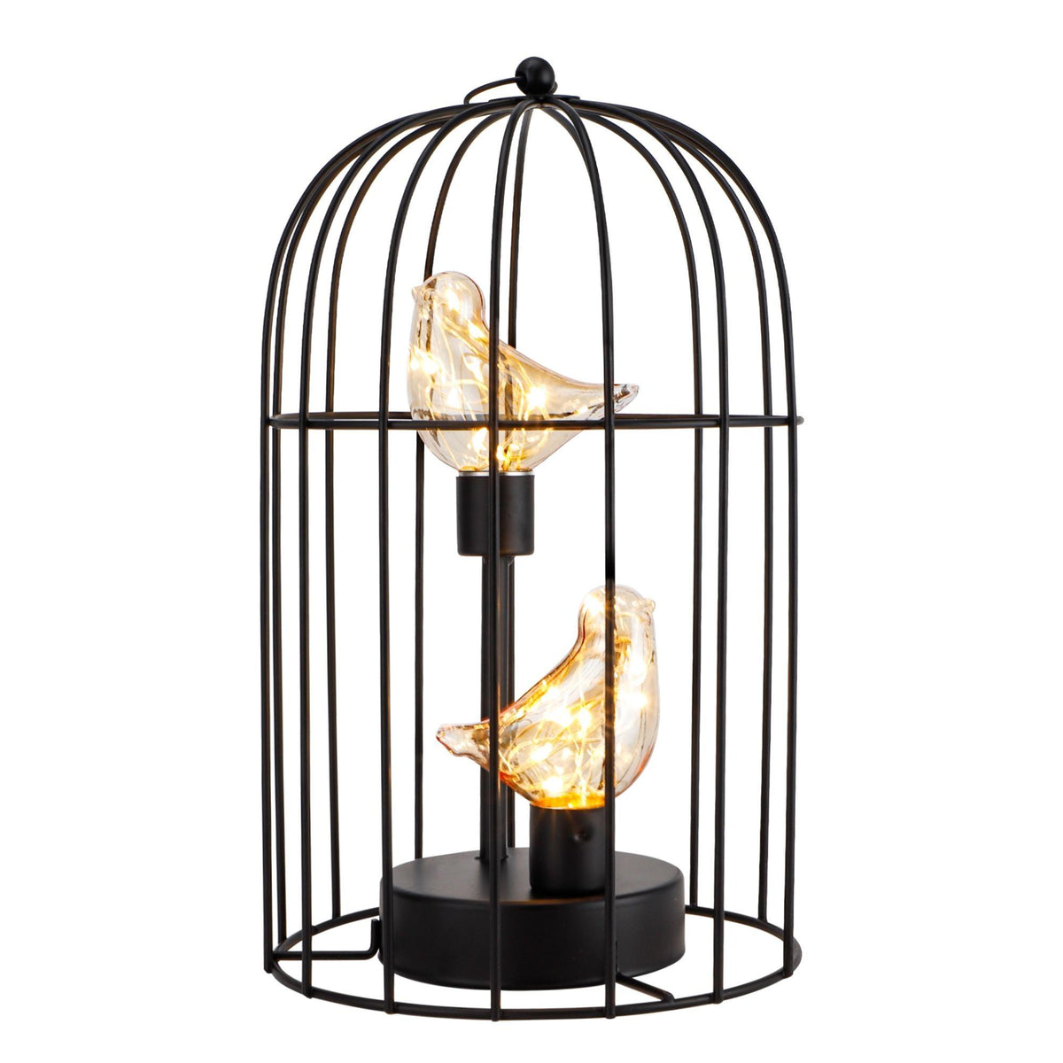 12" Black Novelty Animals Desk Lamp With Cage Shade - HomeRoots - Flyclothing LLC