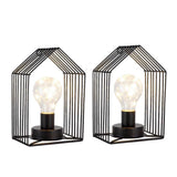 Set of Two 7" Black Novelty Desk Lamps With Cage Shades - HomeRoots - Flyclothing LLC