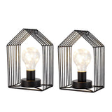 Set of Two 7" Black Novelty Desk Lamps With Cage Shades - HomeRoots - Flyclothing LLC