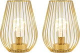Set of Two 8" Gold Teardrop Desk Lamps With Cage Shades - HomeRoots - Flyclothing LLC
