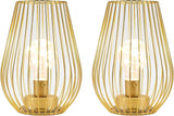 Set of Two 8" Gold Teardrop Desk Lamps With Cage Shades - HomeRoots - Flyclothing LLC