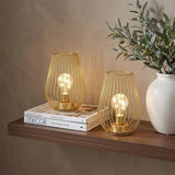 Set of Two 8" Gold Teardrop Desk Lamps With Cage Shades - HomeRoots - Flyclothing LLC