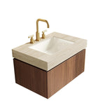 30" Brown Wood Floating Single Door Bathroom Vanity With White Sink - HomeRoots - Flyclothing LLC