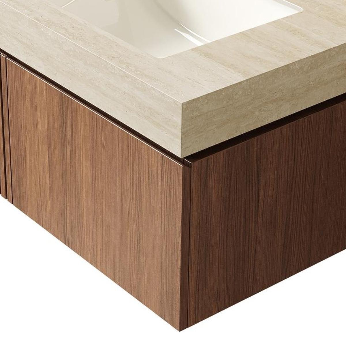 30" Brown Wood Floating Single Door Bathroom Vanity With White Sink - HomeRoots - Flyclothing LLC