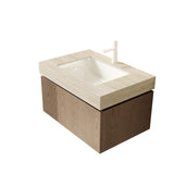 30" Brown Wood Floating Single Door Bathroom Vanity With White Sink - HomeRoots - Flyclothing LLC