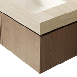 30" Brown Wood Floating Single Door Bathroom Vanity With White Sink - HomeRoots - Flyclothing LLC