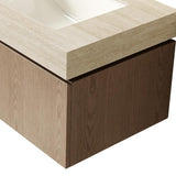 30" Brown Wood Floating Single Door Bathroom Vanity With White Sink - HomeRoots - Flyclothing LLC