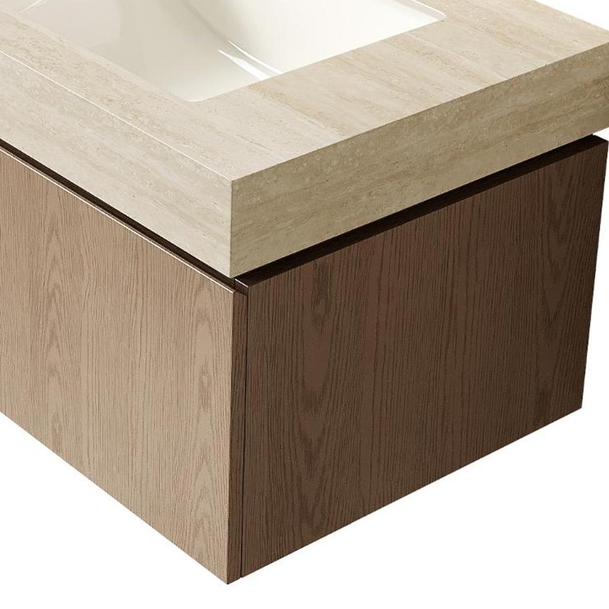 30" Brown Wood Floating Single Door Bathroom Vanity With White Sink - HomeRoots - Flyclothing LLC