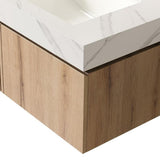 30" Brown Wood Floating Single Door Bathroom Vanity With White Sink - HomeRoots - Flyclothing LLC