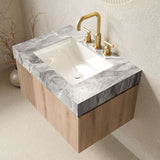 30" Brown Wood Floating Single Door Bathroom Vanity With White Sink - HomeRoots - Flyclothing LLC