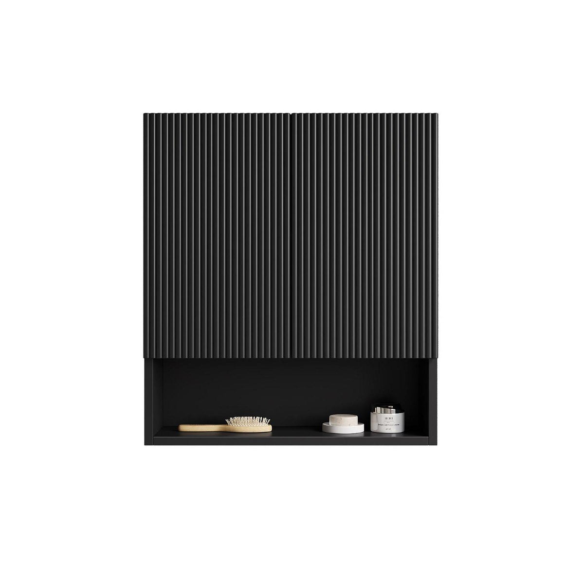 26" Black Wood Floating Double Door Bathroom Vanity - HomeRoots - Flyclothing LLC
