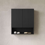 26" Black Wood Floating Double Door Bathroom Vanity - HomeRoots - Flyclothing LLC