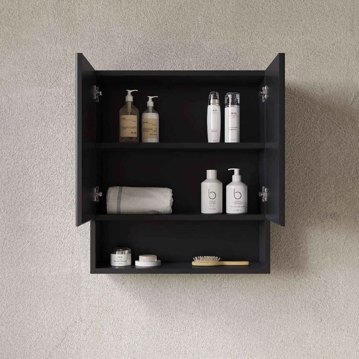 26" Black Wood Floating Double Door Bathroom Vanity - HomeRoots - Flyclothing LLC