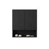 26" Black Wood Floating Double Door Bathroom Vanity - HomeRoots - Flyclothing LLC