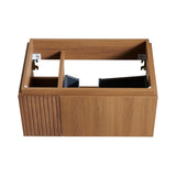 30" Brown Wood Floating Single Door Bathroom Vanity - HomeRoots - Flyclothing LLC