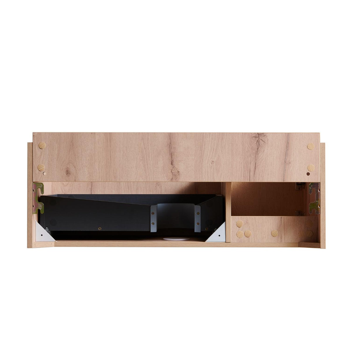35" Brown Wood Floating Single Door Bathroom Vanity - HomeRoots - Flyclothing LLC