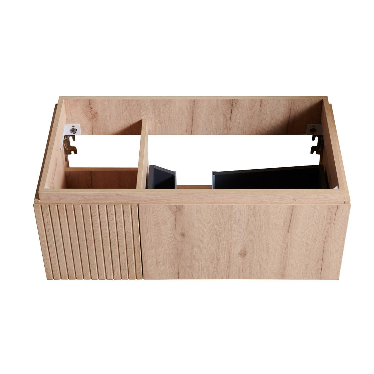 35" Brown Wood Floating Single Door Bathroom Vanity - HomeRoots - Flyclothing LLC