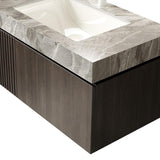 36" Brown Wood Floating Single Door Bathroom Vanity With White Sink - HomeRoots - Flyclothing LLC