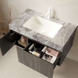 36" Brown Wood Floating Single Door Bathroom Vanity With White Sink - HomeRoots - Flyclothing LLC