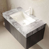 36" Brown Wood Floating Single Door Bathroom Vanity With White Sink - HomeRoots - Flyclothing LLC