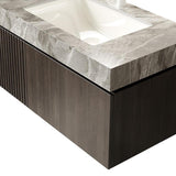 36" Brown Wood Floating Single Door Bathroom Vanity With White Sink - HomeRoots - Flyclothing LLC
