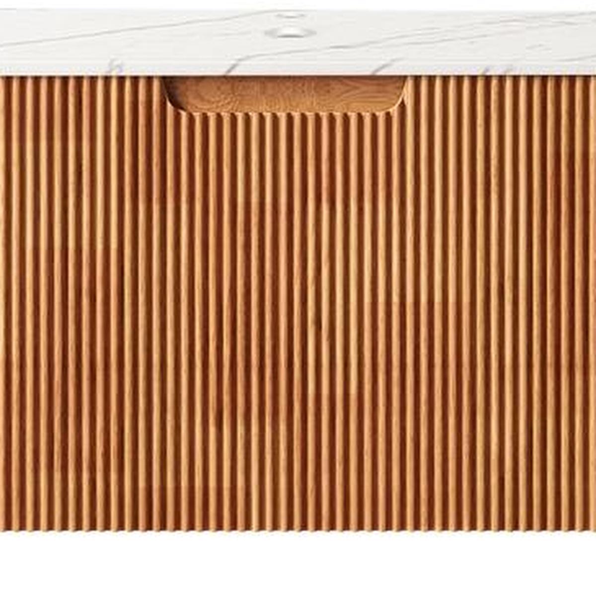 30" Brown Wood Floating Bathroom Vanity - HomeRoots - Flyclothing LLC