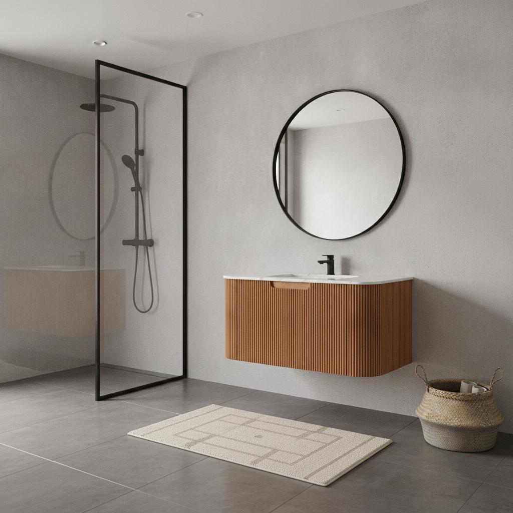 30" Brown Wood Floating Bathroom Vanity - HomeRoots - Flyclothing LLC
