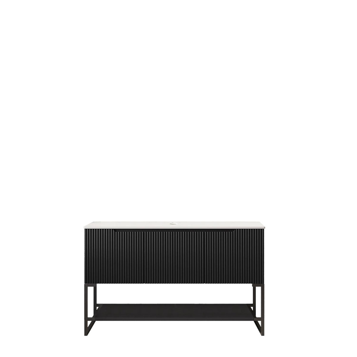 48" Black Wood Freestanding Three Door Bathroom Vanity